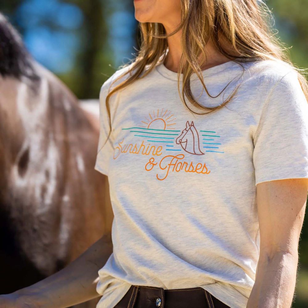 Dapplebay Sunshine & Horses Tee Round-Neck T-Shirt For Women