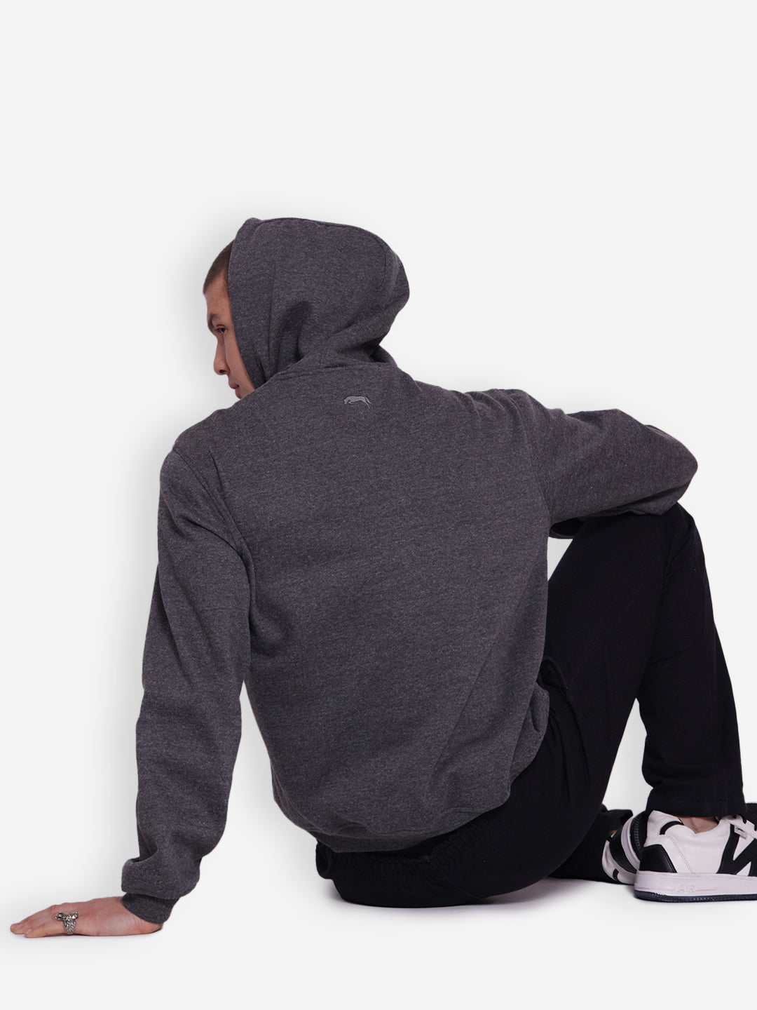 JUMP USA Mens Solid Dark Grey Hoodie