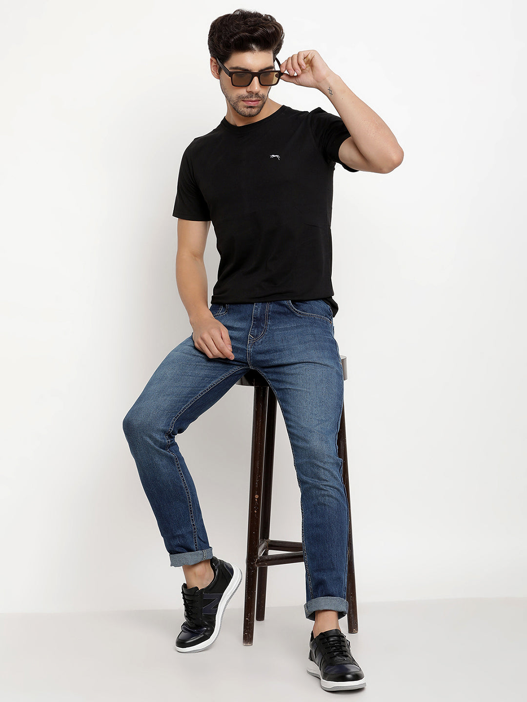 JUMP USA Men's Solid Round Neck Cotton T-shirt