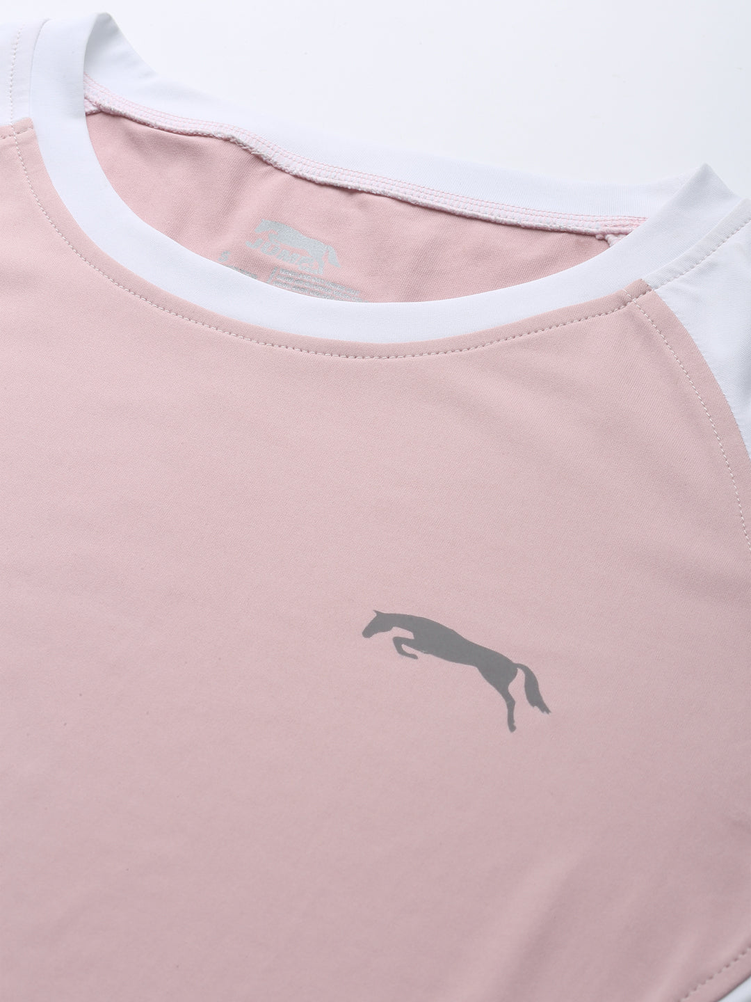 JUMP USA Women Pink White Polyester T-shirt