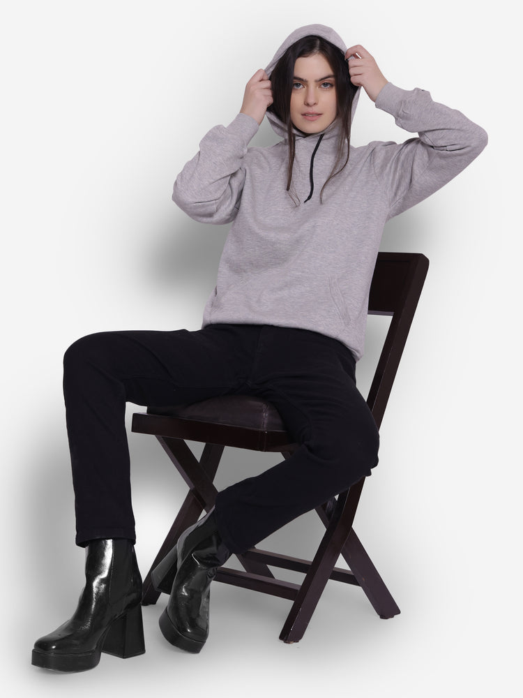 JUMP USA Women Solid Grey Hoodie