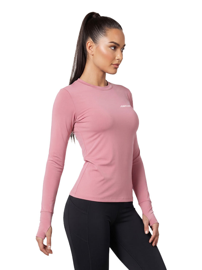Jump USA Ladies Icefil Round Neck Full Sleeves Compression Fit Thumbhole T-Shirt