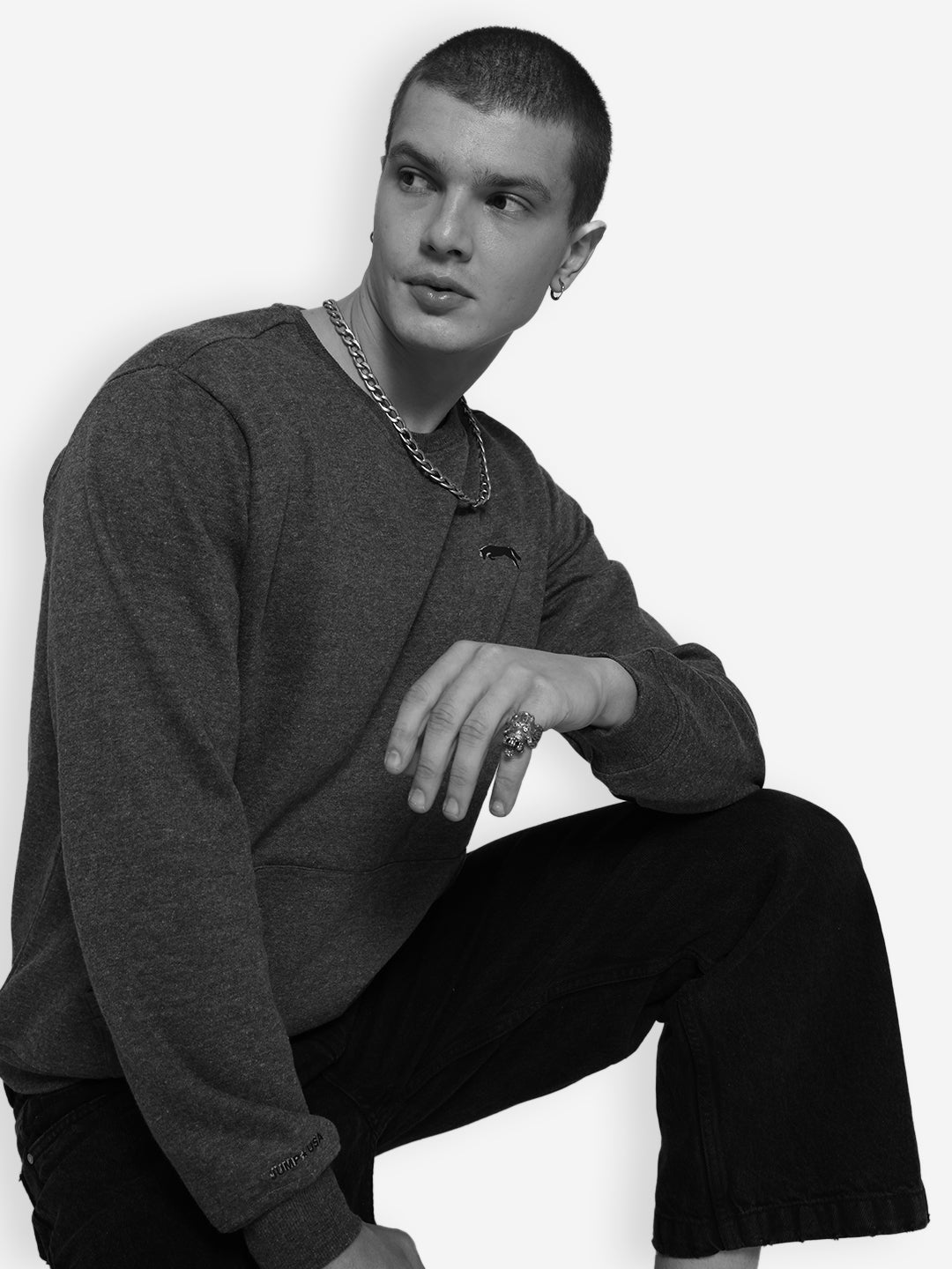 JUMP USA Men's Solid Pullover Sweatshirt