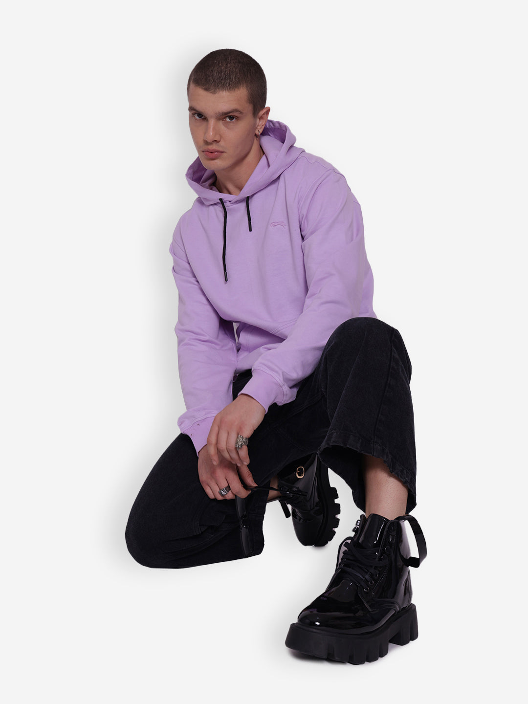 JUMP USA Mens Solid Lavender Hoodie