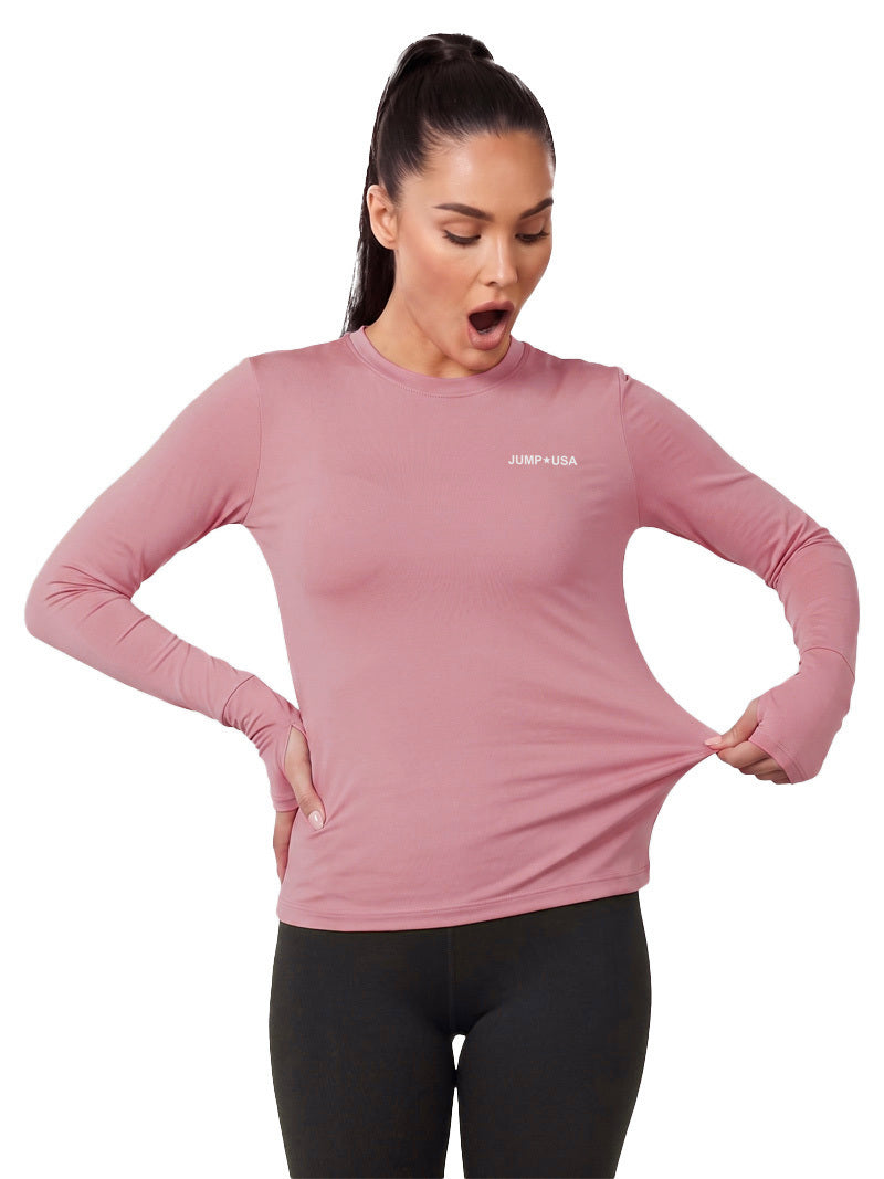 Jump USA Ladies Icefil Round Neck Full Sleeves Compression Fit Thumbhole T-Shirt