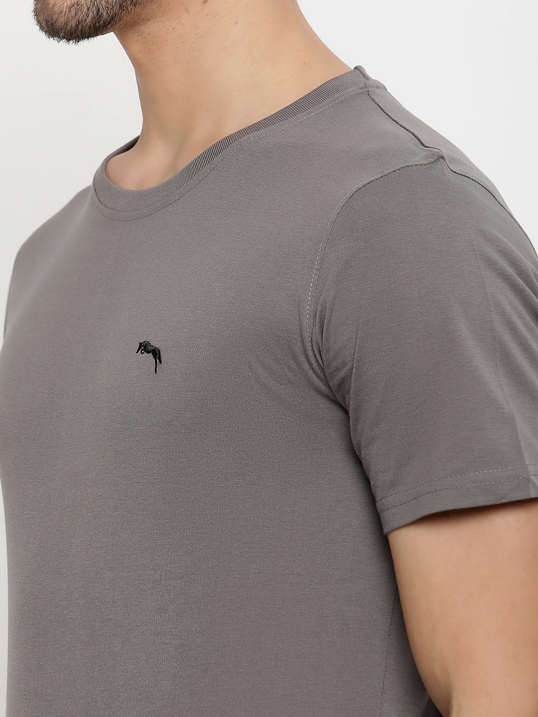 JUMP USA Men's Solid Round Neck T-shirt