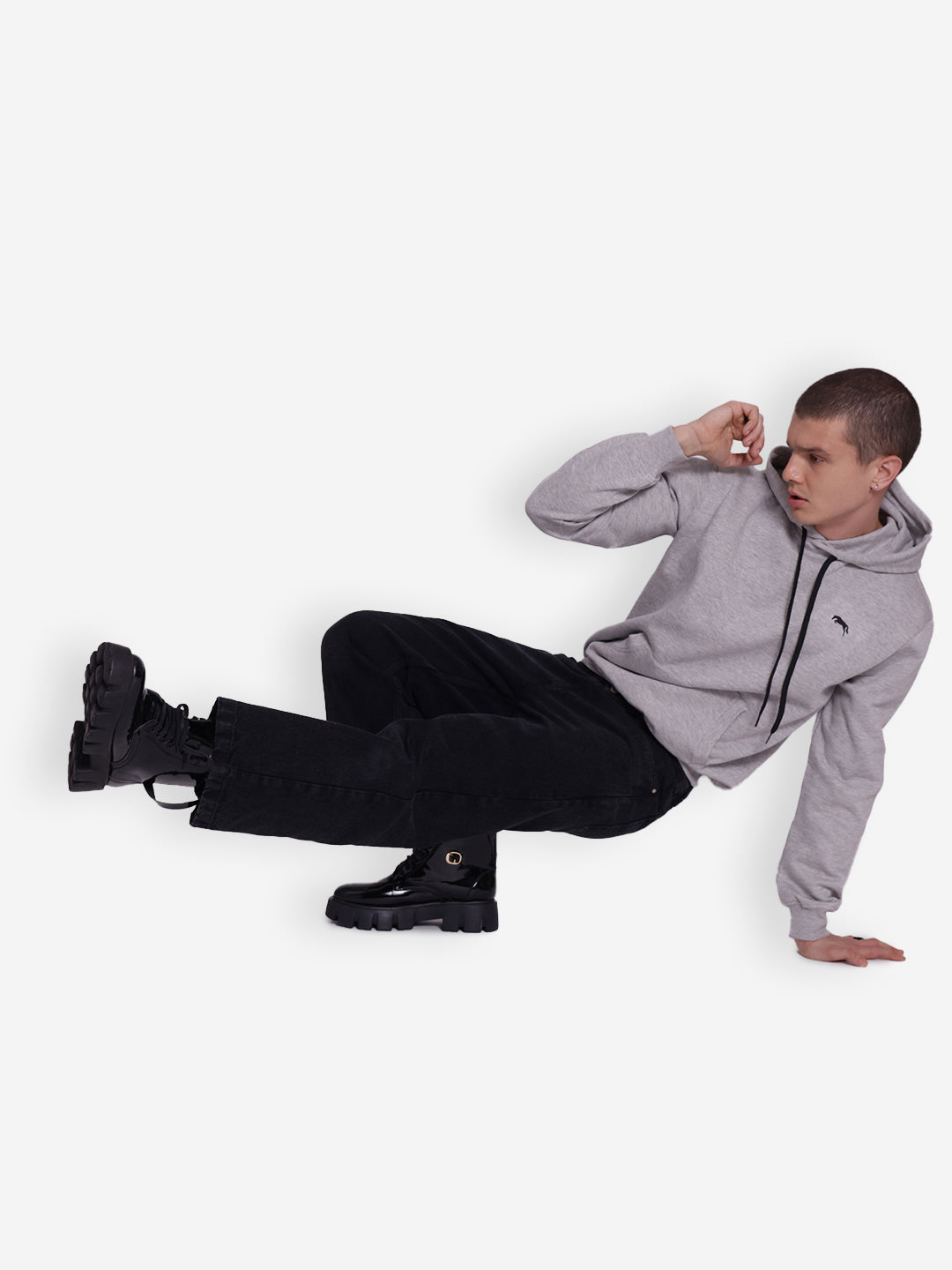 JUMP USA Mens Solid Grey Hoodie