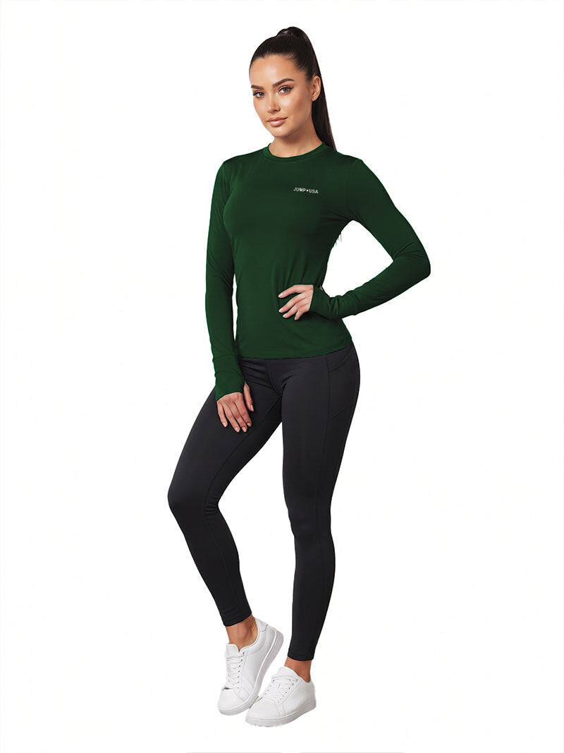 Jump USA Ladies Icefil Round Neck Full Sleeves Compression Fit Thumbhole T-Shirt