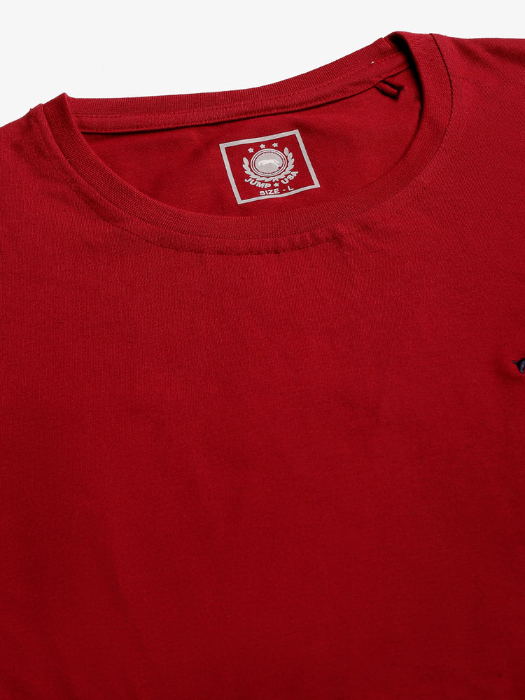 JUMP USA Unisex Solid Round Neck Cotton T-shirt