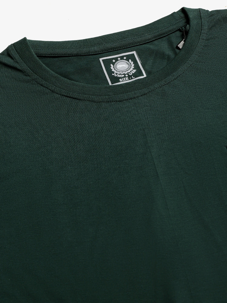 JUMP USA Unisex Solid Round Neck Cotton T-shirt