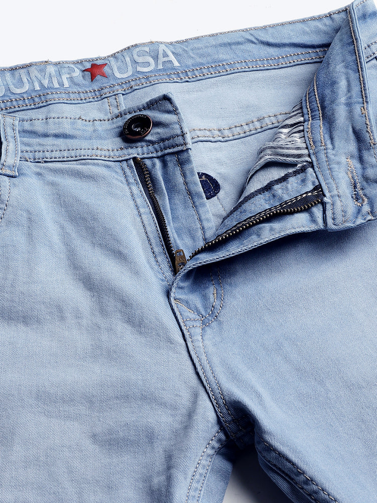 JUMP USA Men Ice Blue Relax Fit Mid-Rise Clean Look Stretchable Jeans