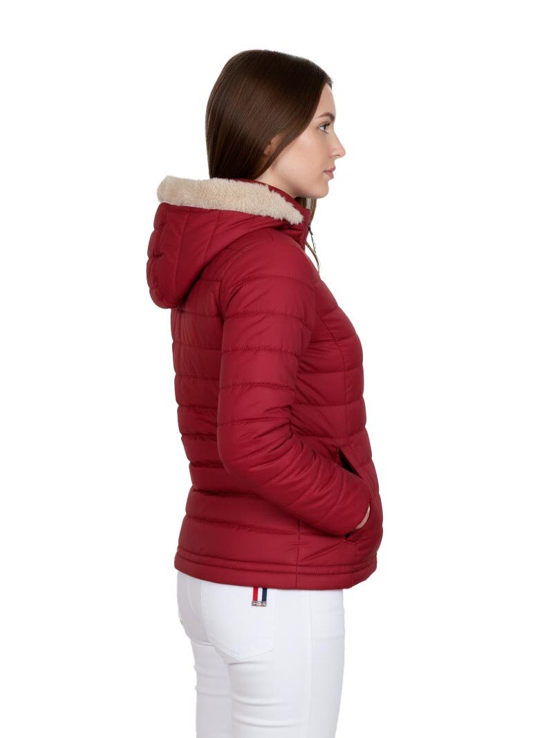 JUMP USA Women Maroon Solid Quilted Jacket