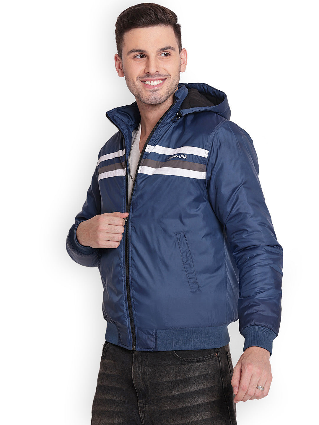 JUMP USA Men Olive Rapid-Dry Solid Sporty Jackets With Hood
