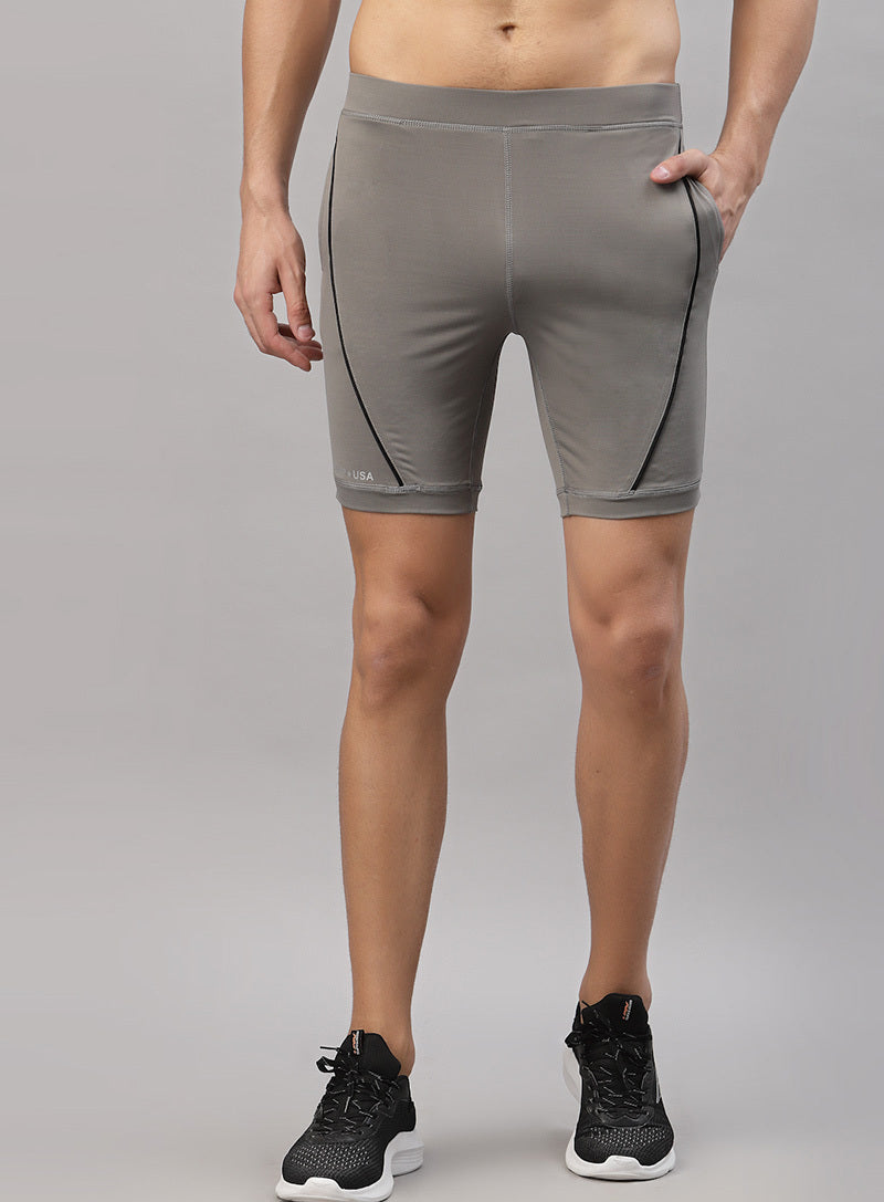 JUMP USA Men Wild Grey Rapid Dry-Fit Solid Training Short Tights