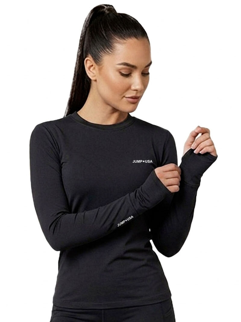 Jump USA Ladies Icefil Round Neck Full Sleeves Compression Fit Thumbhole T-Shirt