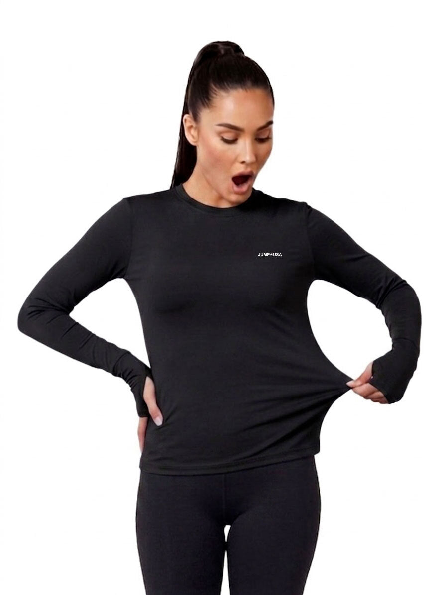 Jump USA Ladies Icefil Round Neck Full Sleeves Compression Fit Thumbhole T-Shirt