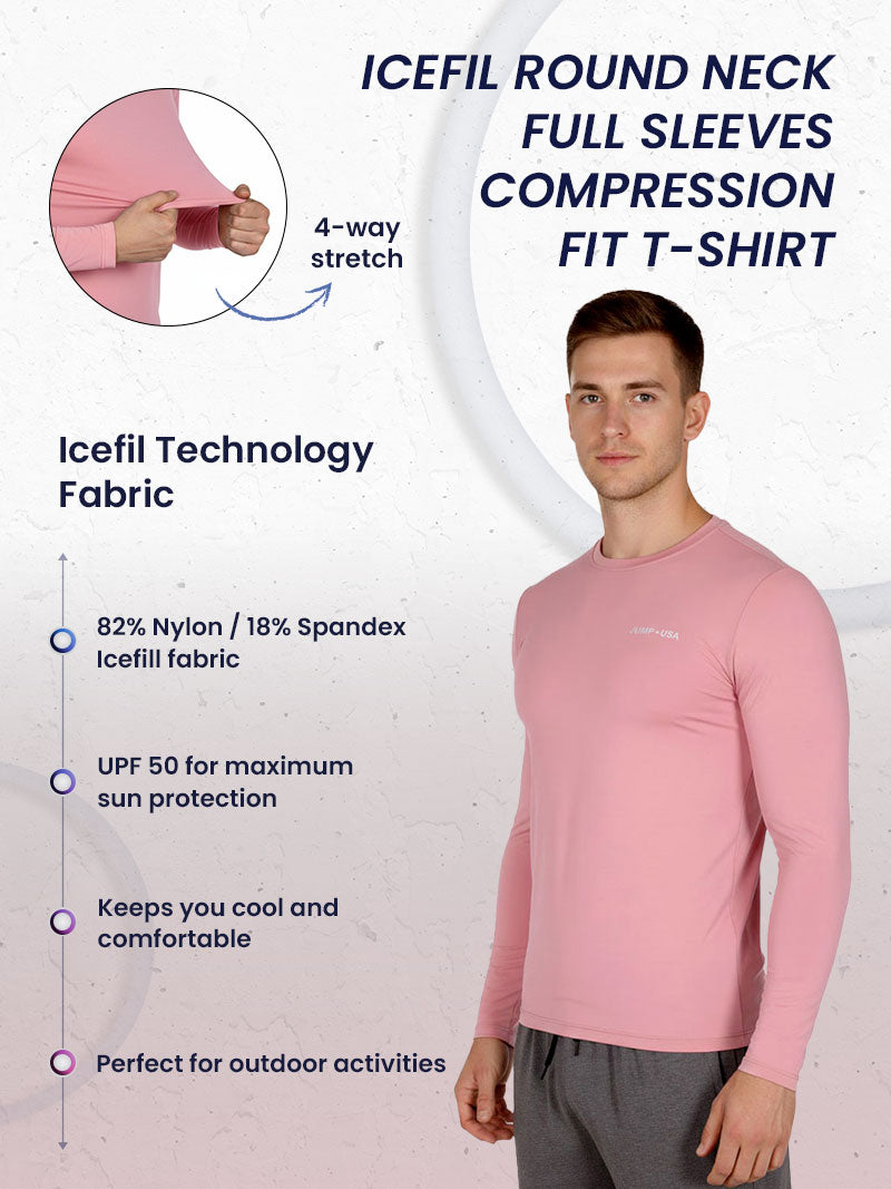 Jump USA Men's Icefil Round Neck Full Sleeves Compression Fit T-Shirt