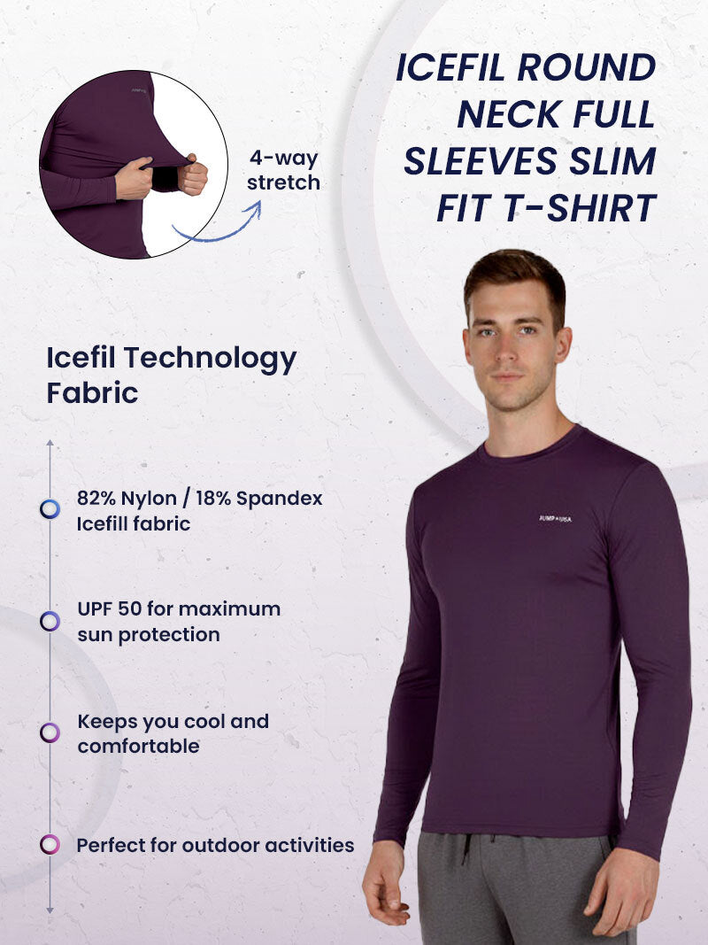 Jump USA Men's Icefil Round Neck Full Sleeves Compression Fit T-Shirt