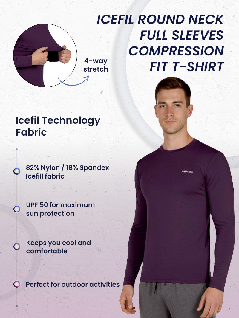 Jump USA Men's Icefil Round Neck Full Sleeves Compression Fit T-Shirt
