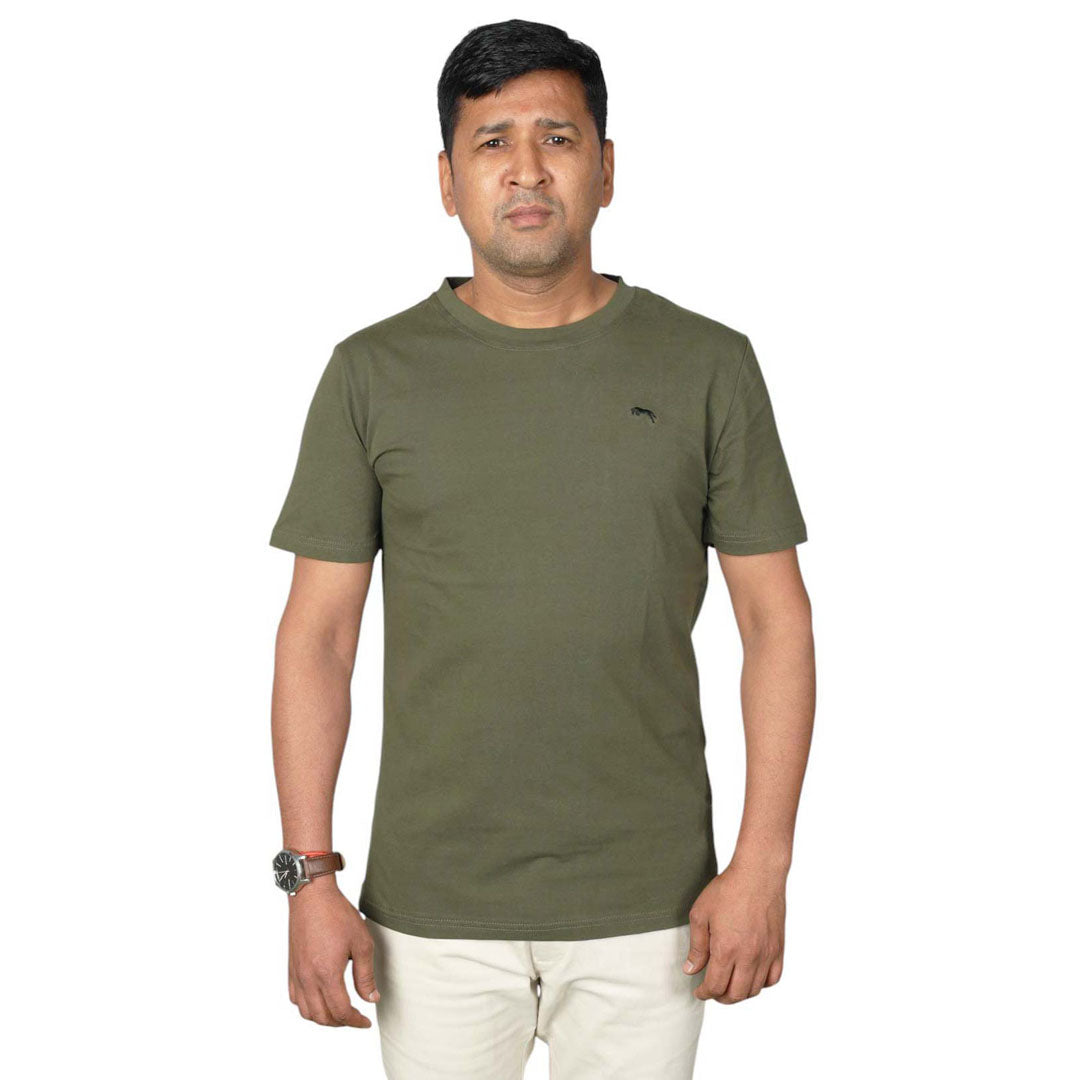 JUMP USA Men's Solid Round Neck Cotton T-shirt