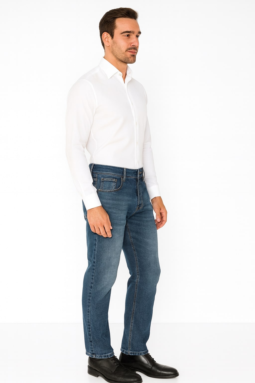 JUMP USA Men Blue Relax Fit Mid-Rise Clean Look Stretchable Jeans