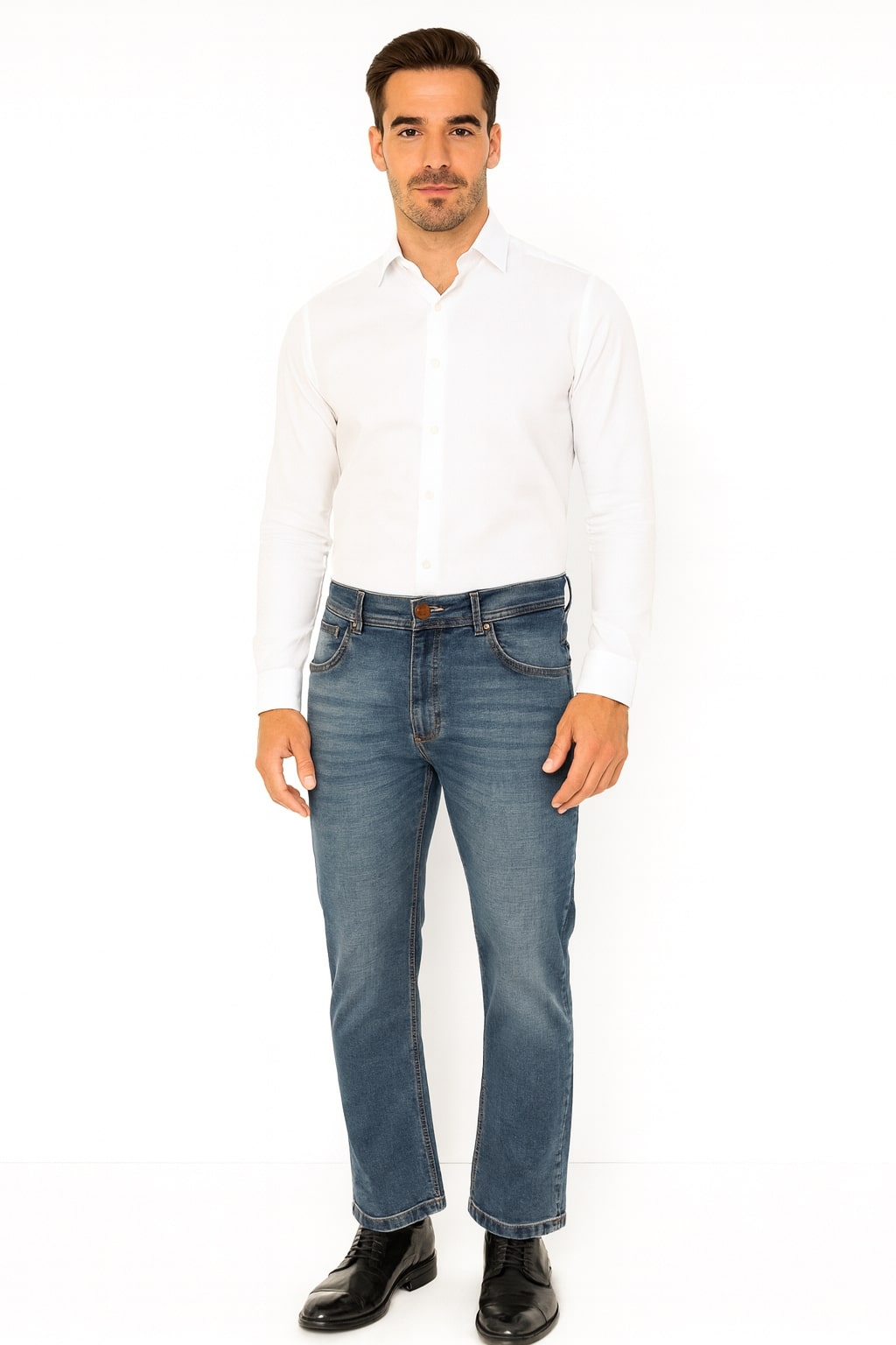 JUMP USA Men Blue Relax Fit Mid-Rise Clean Look Stretchable Jeans