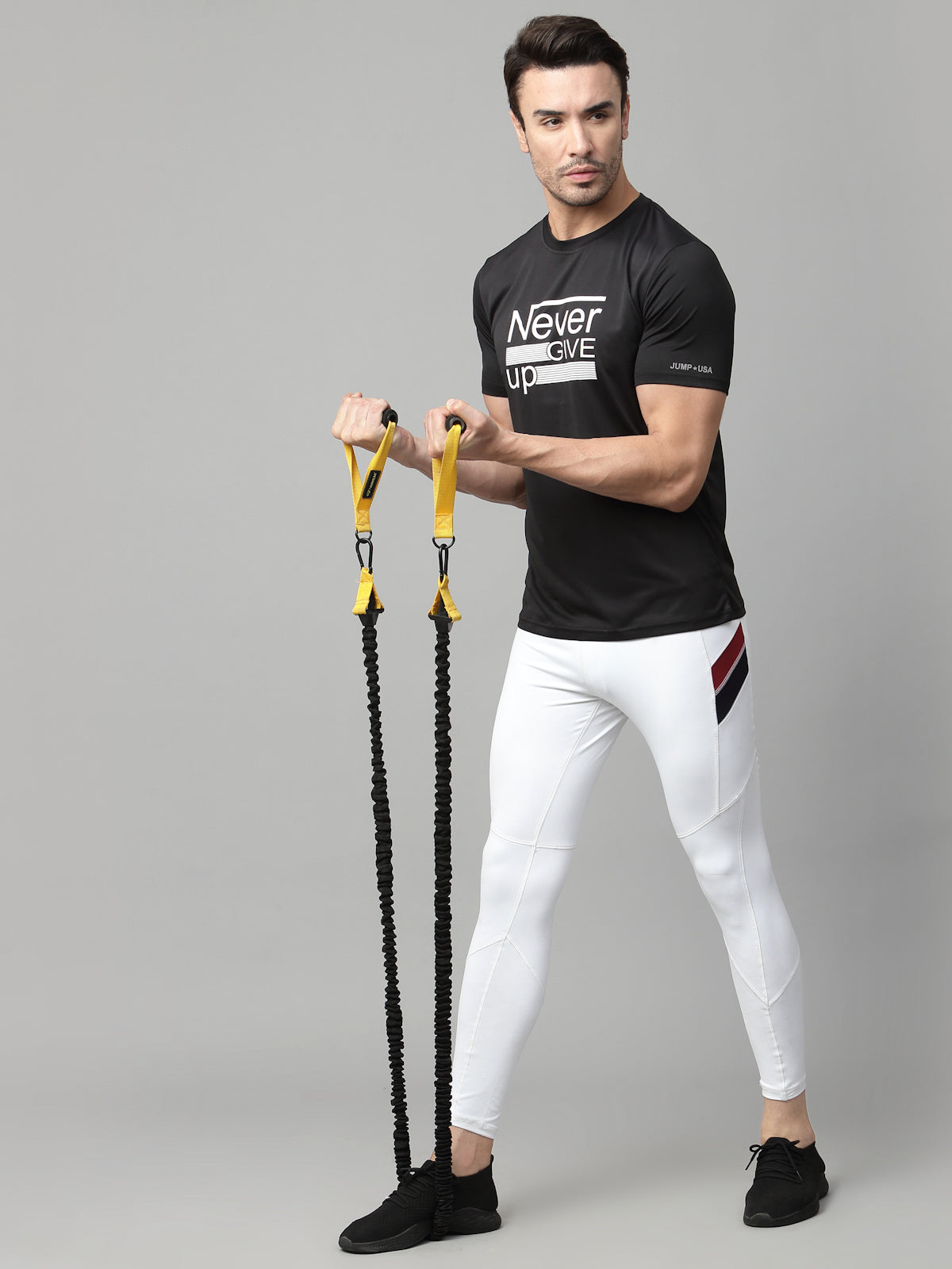 JUMP USA Men's Black Typography Printed T-shirt