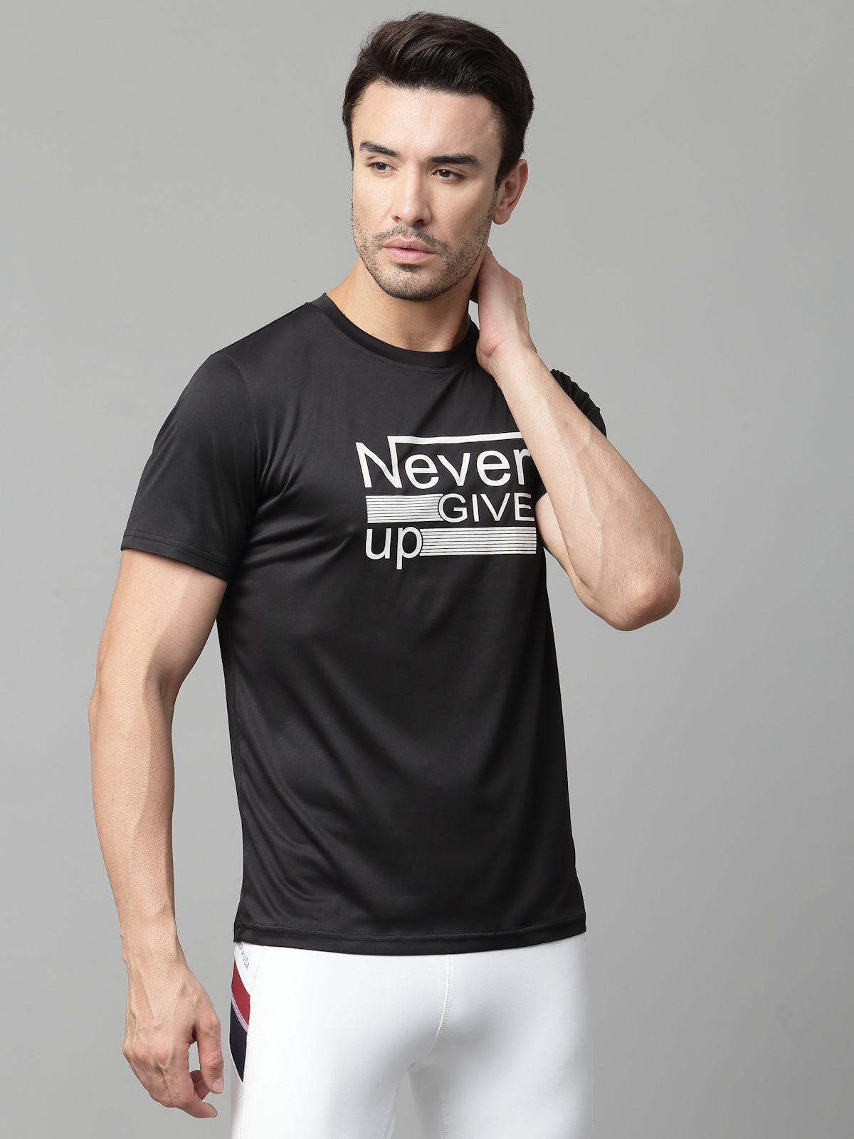 JUMP USA Men's Black Typography Printed T-shirt