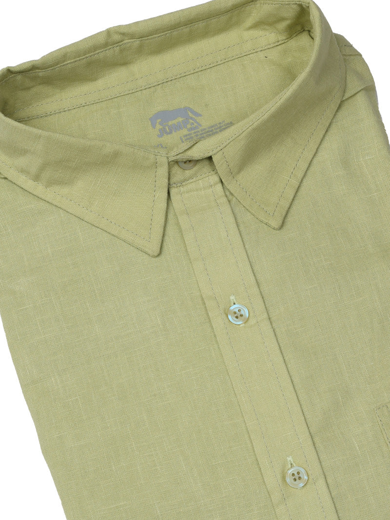 JUMP USA Men’s Pastel Green Linen Regular Fit Shirt
