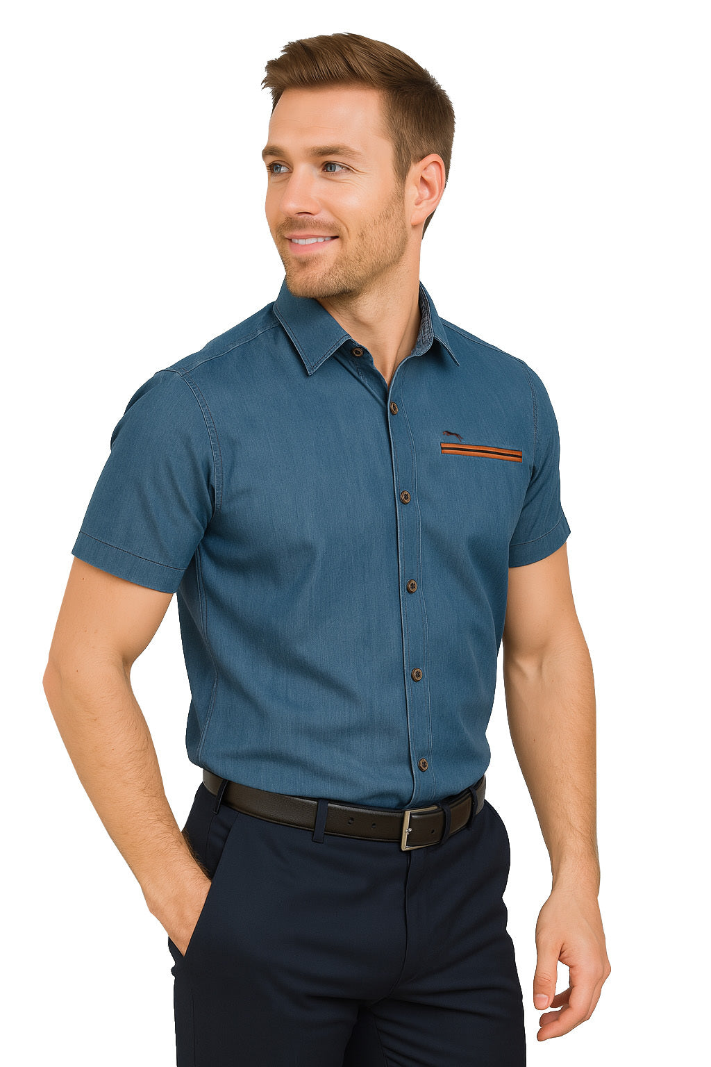 Men Blue Washed Regular Fit Casual Shirt - JUMP USA