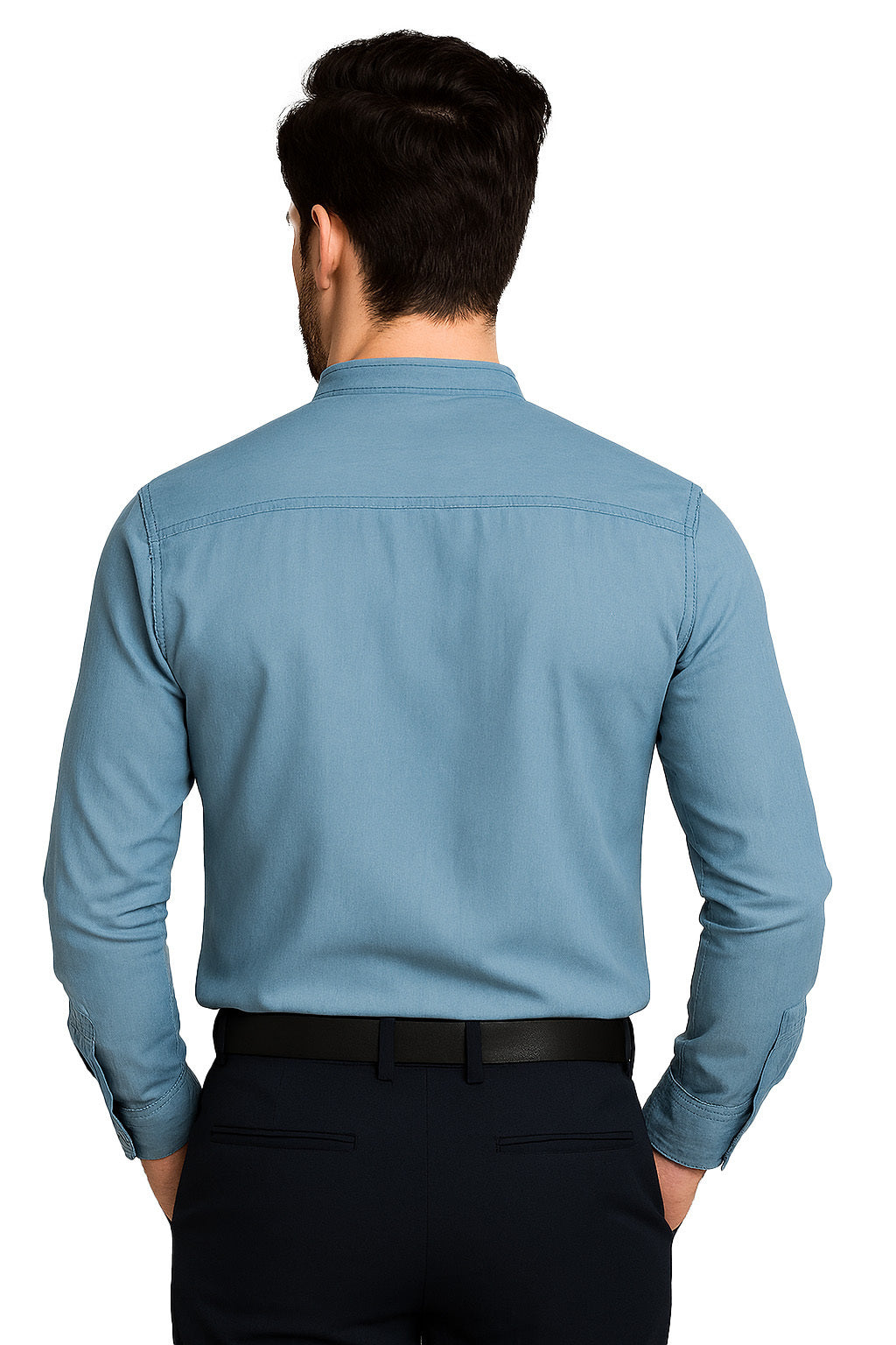 Men Blue Washed Regular Fit Casual Shirt - JUMP USA