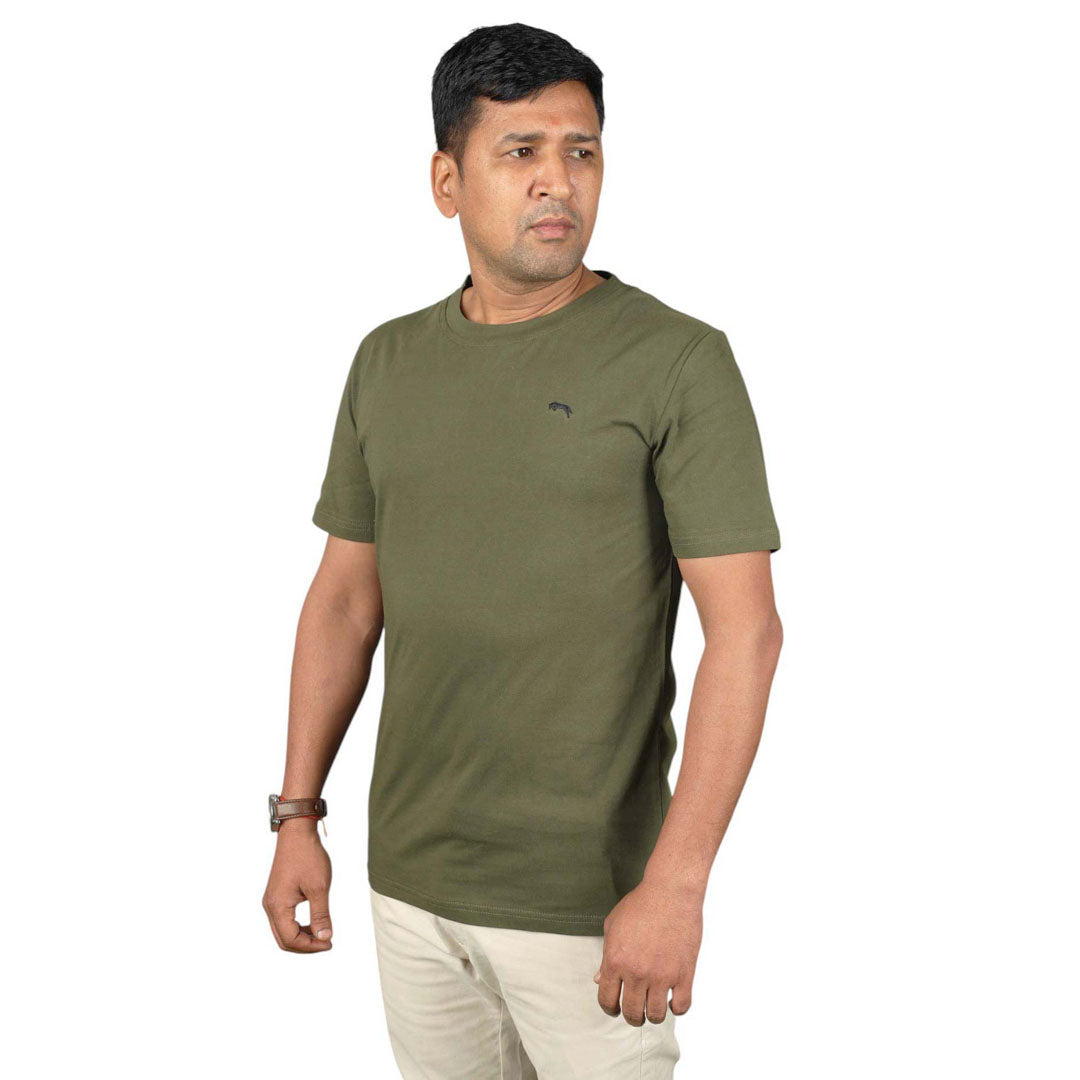 JUMP USA Men's Solid Round Neck Cotton T-shirt