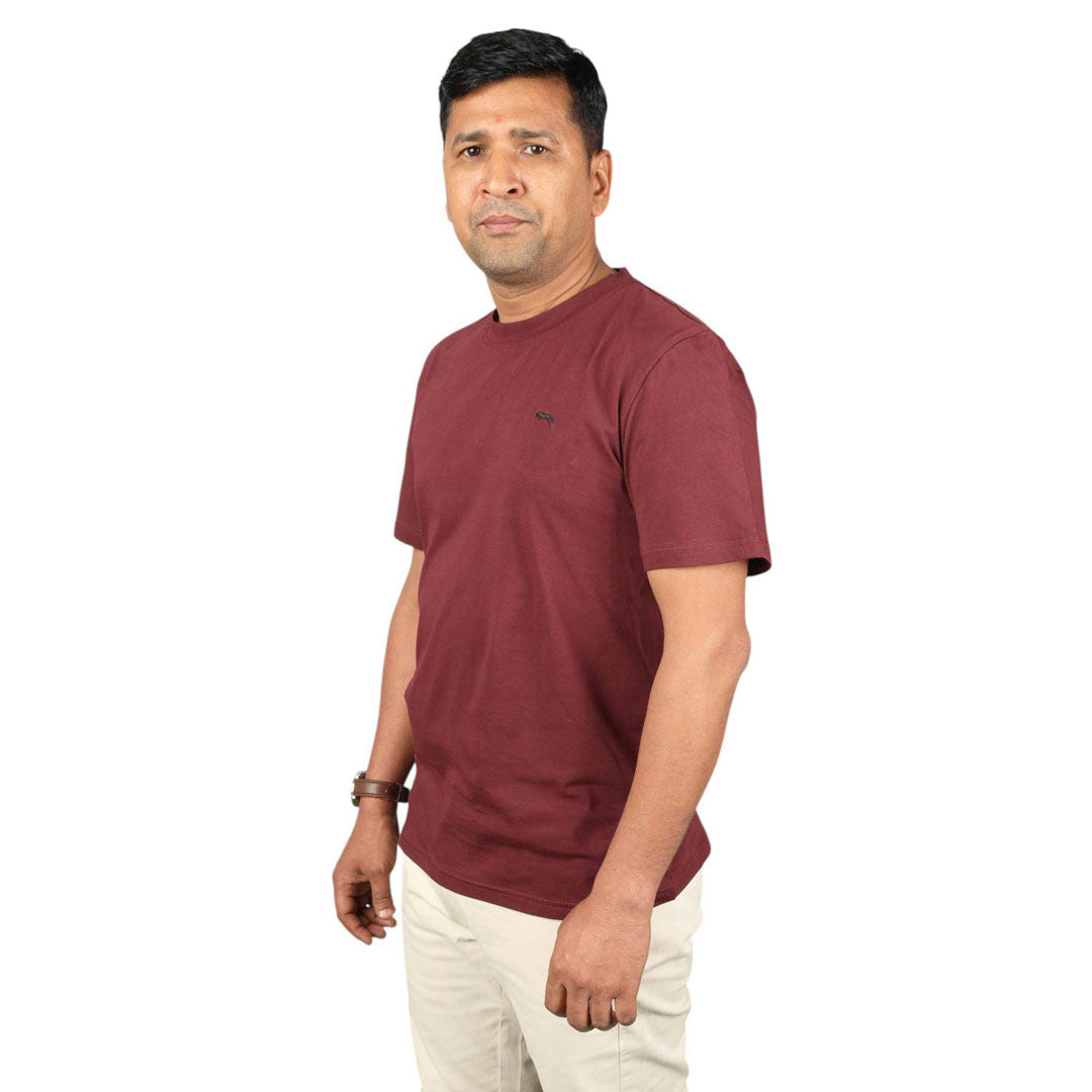 JUMP USA Men's Solid Round Neck Cotton T-shirt