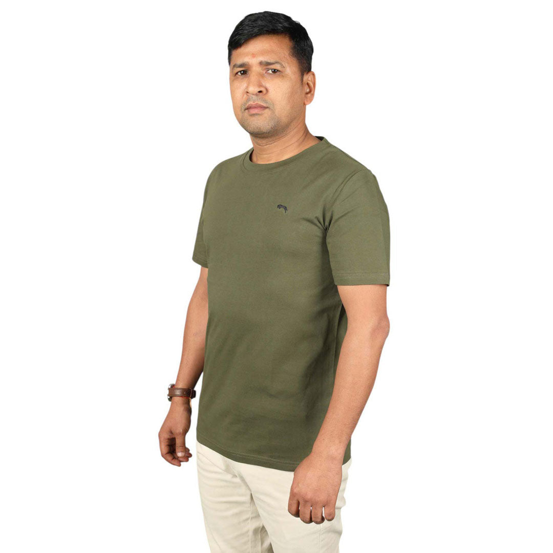 JUMP USA Men's Solid Round Neck Cotton T-shirt