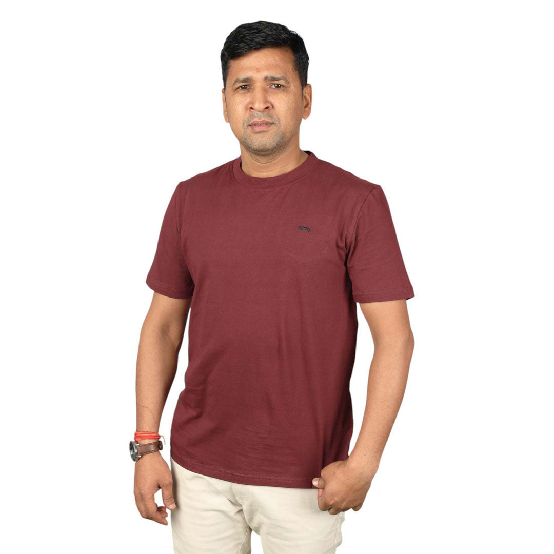JUMP USA Men's Solid Round Neck Cotton T-shirt