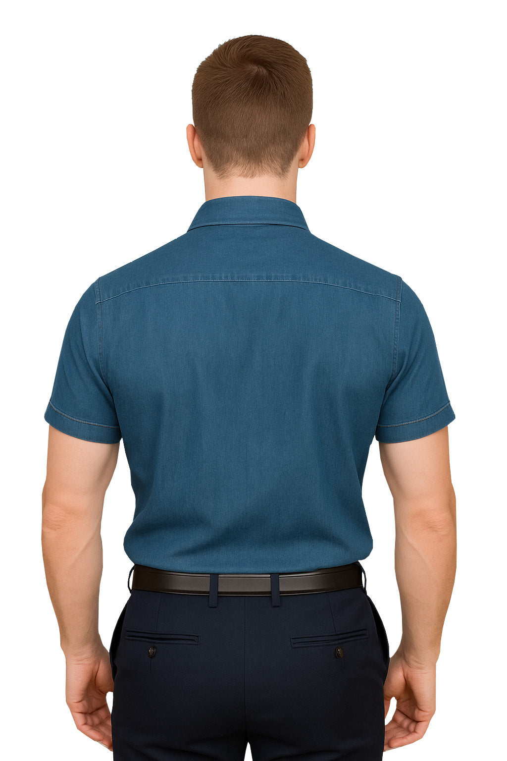 Men Blue Washed Regular Fit Casual Shirt - JUMP USA
