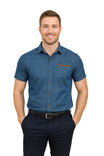 Men Blue Washed Regular Fit Casual Shirt - JUMP USA
