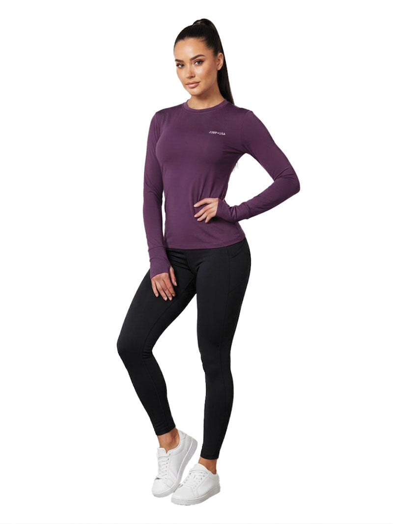 Jump USA Ladies Icefil Round Neck Full Sleeves Compression Fit Thumbhole T-Shirt