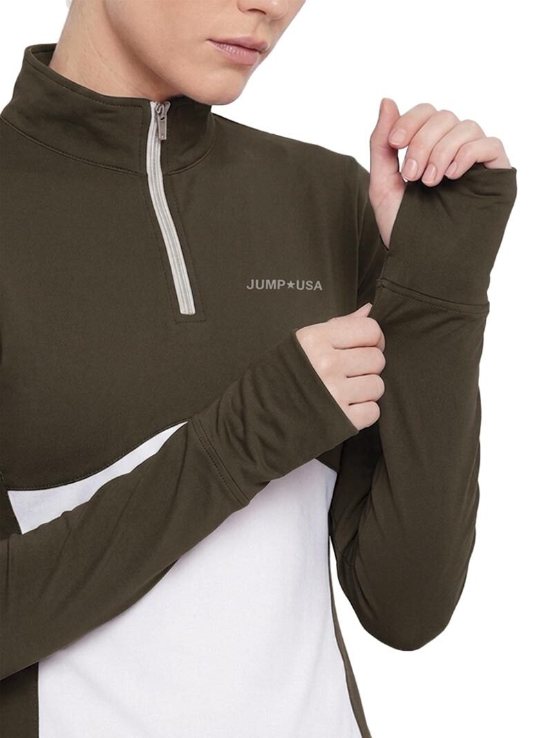 JUMP USA Ladies SculptFit Zip T-Shirt