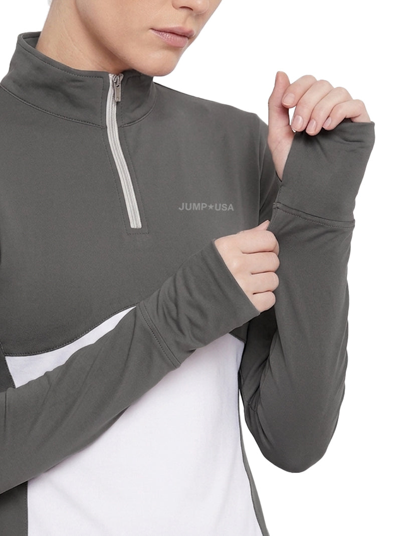 JUMP USA Ladies SculptFit Zip T-Shirt