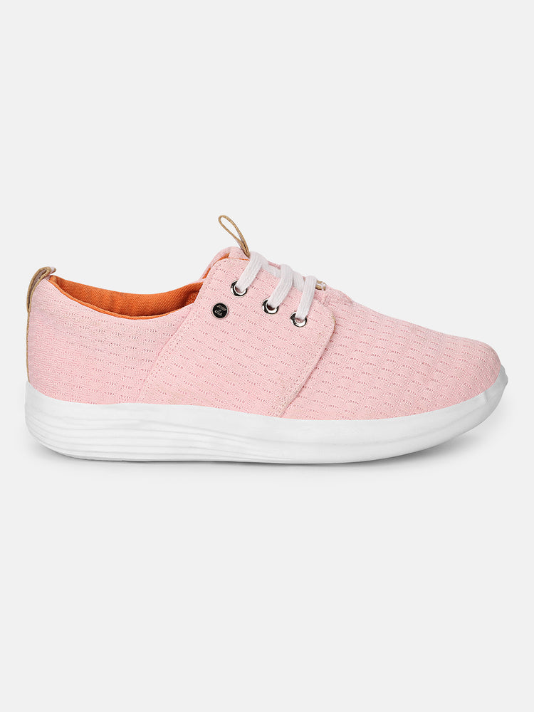 JUMP USA Women's Textured Pink Smart Casual Sneakers Shoes - JUMP USA