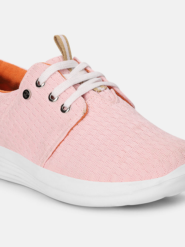 JUMP USA Women's Textured Pink Smart Casual Sneakers Shoes - JUMP USA