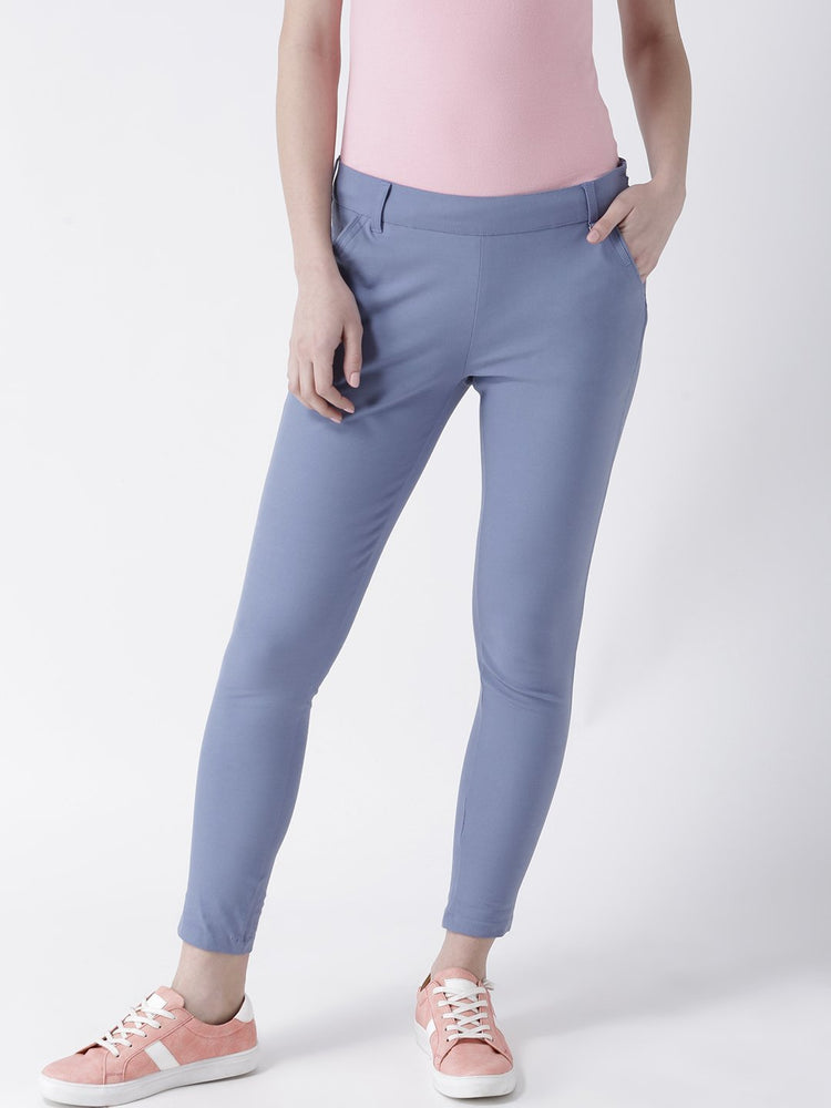 Women Blue Slim Fit Trouser - JUMP USA