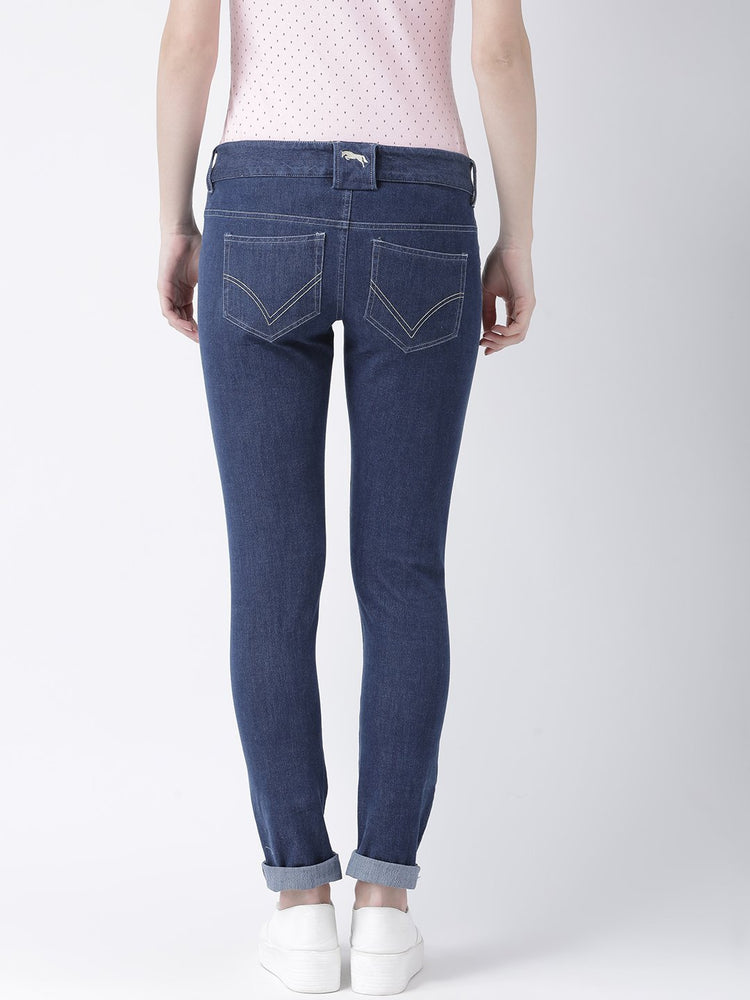 Women Blue Slim Fit Mid-Rise Clean Look Stretchable Jeans - JUMP USA