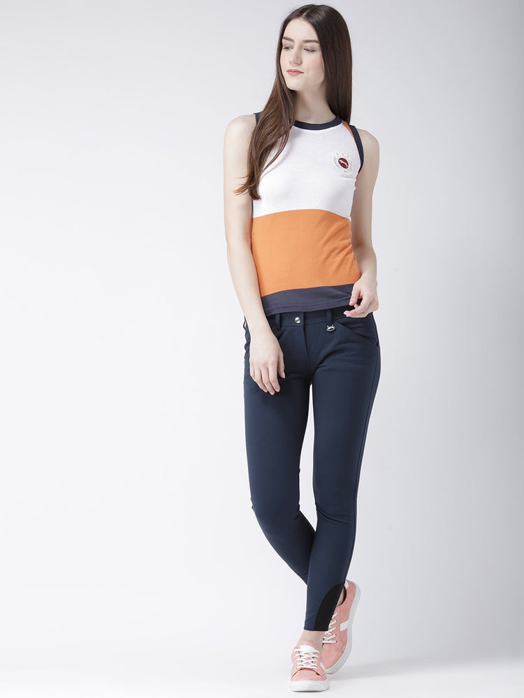 Women Navy Blue Slim Fit Trouser - JUMP USA
