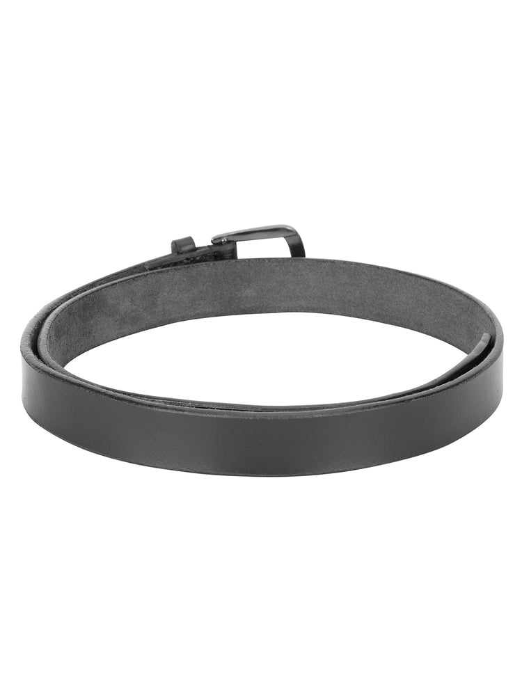 Men Black Solid Leather Belt - JUMP USA