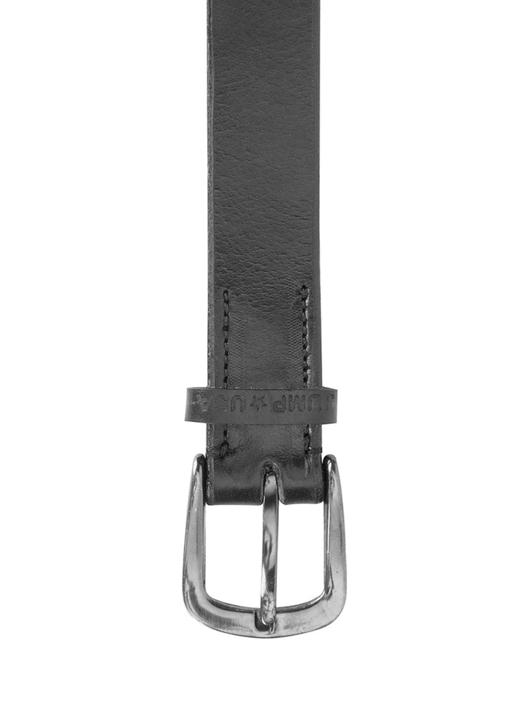Men Black Solid Leather Belt - JUMP USA