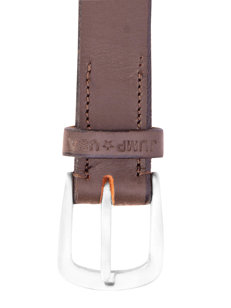 Men Brown Solid Leather Belt - JUMP USA