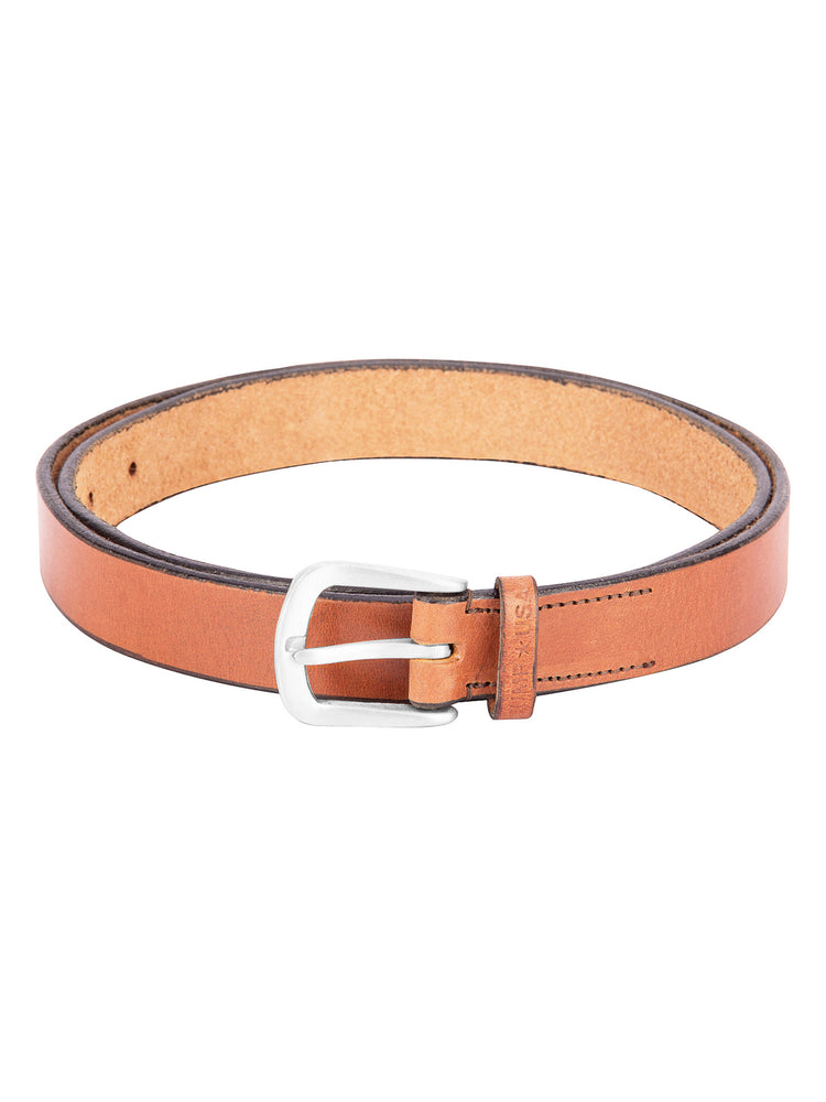 Men Tan Solid Leather Belt - JUMP USA