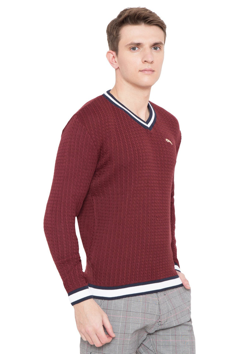 Men Regular Fit Cotton Casual Wine Lightweight Sweater - JUMP USA (1568778354730)
